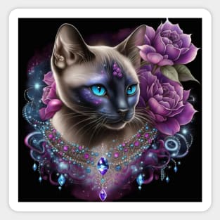 Blooming Siamese Cat Sticker